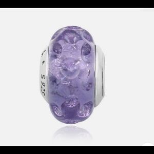 Pandora Wavy Lavender Glass Murano Silver Charm 798875C00 37516138